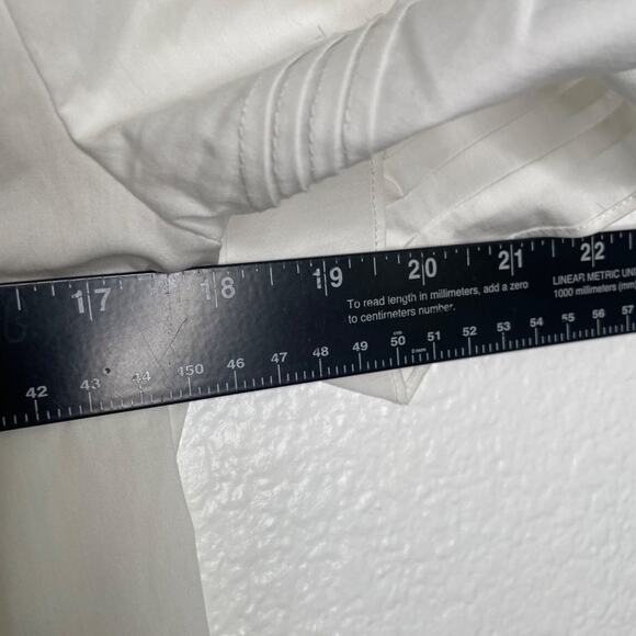 Tahari Womens Top Size Small White Short Sleeve Collared Button Front Blouse - Picture 5 of 15